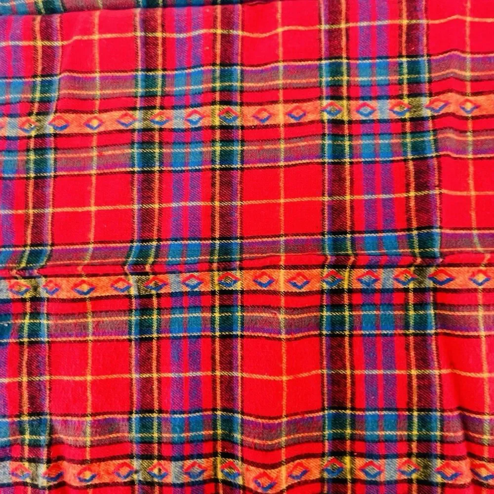 Vtg Sunbelt of California Plaid Bandana Pocket Square Embroidered Border 21x21